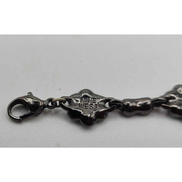 Vintage 90s Nine West Floral Rhinestone Bracelet - Picture 3 of 9